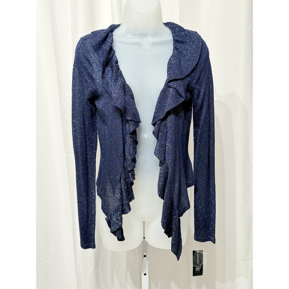 Shimmery Blue I.N.C Cardigan With Open Cascade Front Size S NWT